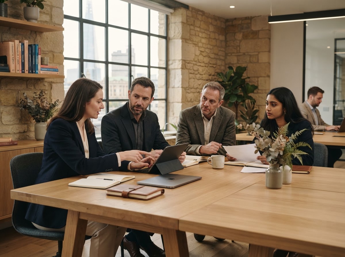 Trueledge Custody advisory team reviewing portfolio risk analysis